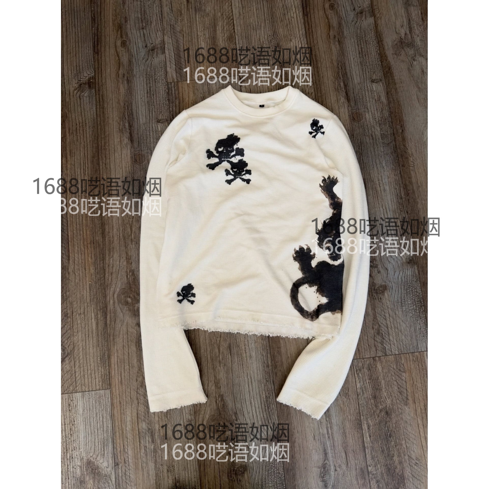 Y2K Millennial Style Retro Fashion Street Punk Style Stripesd Loose Loose Stylish Niche Casual Round Neck Sweatshirt photo QC de 1688 sur Qualit.ly