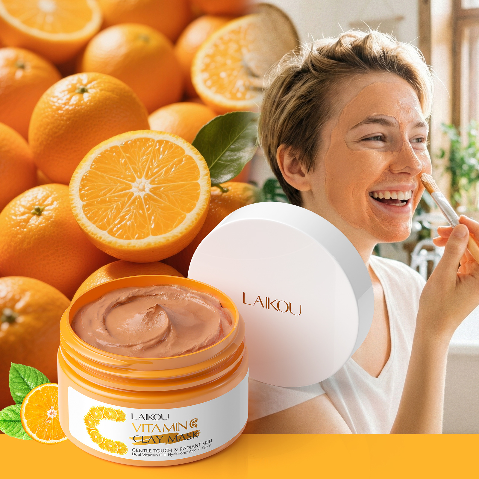 Cross-Border Laikou Vitamin C Mud Mask 100g Pore Cleansing, Hydrating and Moisturizing Face Mask, Facial Mask Mud Skin Care Product