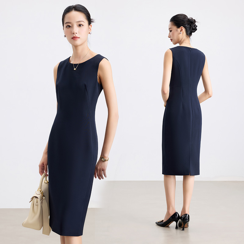 Elegant Lady-Style Sleeveless Dress for Women, New Spring and Autumn Model, Mid-Length Ol Style, Waist-Cinching, Slimming, Bodycon Pencil Skirt