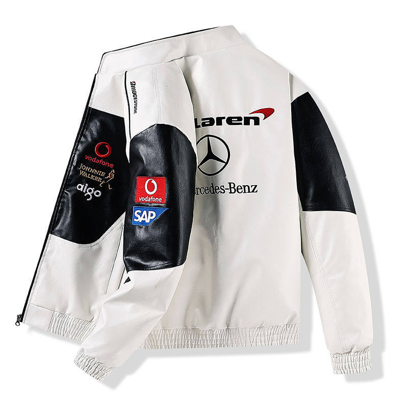 Leather jacket 2025 new F1 Formula leather jacket racing suit motorcycle suit spring and autumn men's and women's outerwear windbreaker embroidery Foto QC de TAOBAO na Qualit.ly