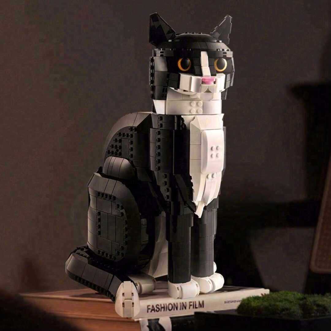 Cross-Border Compatible Lego Building Blocks Creative 21349 Tuxedo Cat Pet Children's Educational Assembly Toy Decoration