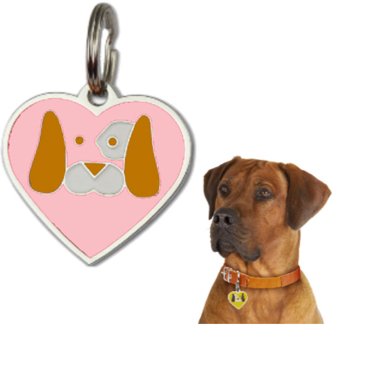 New 6-color pet dog brand metal dog collar jewelry pet anti-lost tag laser lettering manufacturers spot