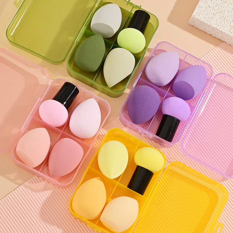 Beauty egg no powder super soft makeup cotton sponge puff Foundation liquid colorful egg air cushion mushroom set box beauty tools