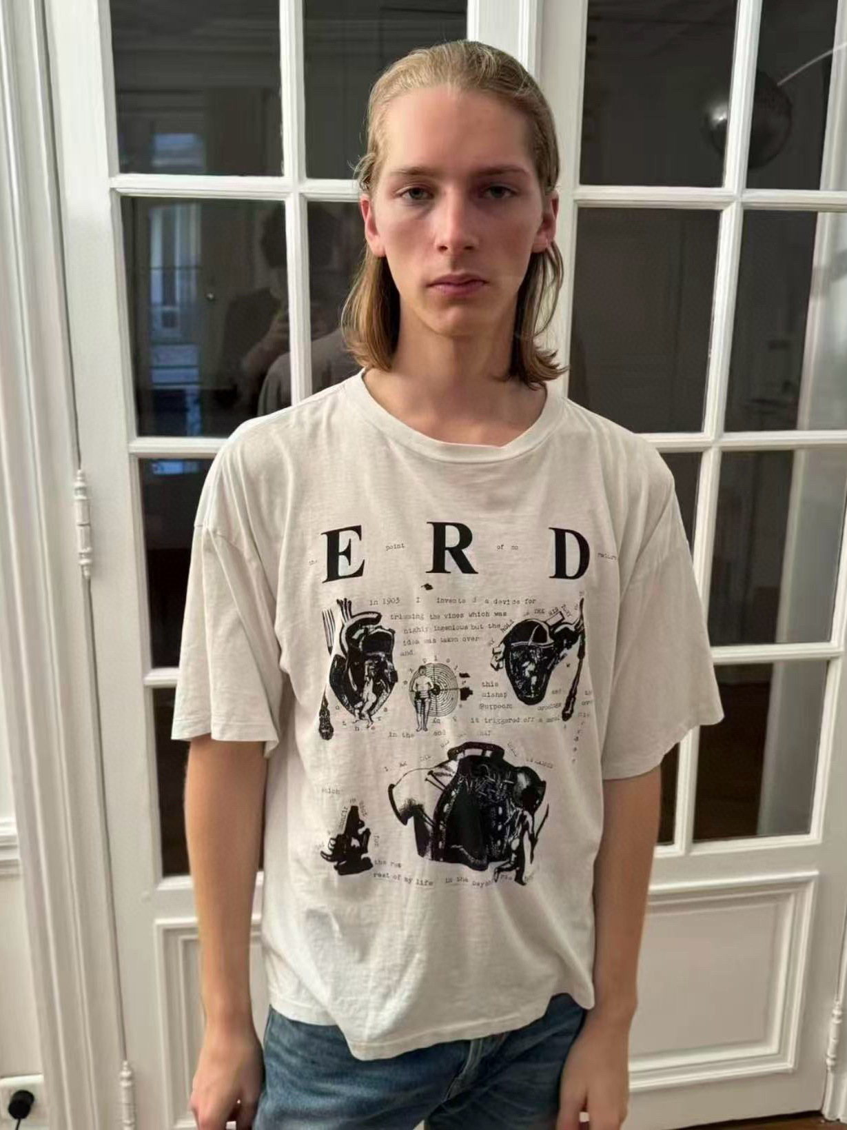 Enfants Riches Deprimes My Role in the War Printed Pattern Round Neck Short-Sleeved T-Shirt Trendy