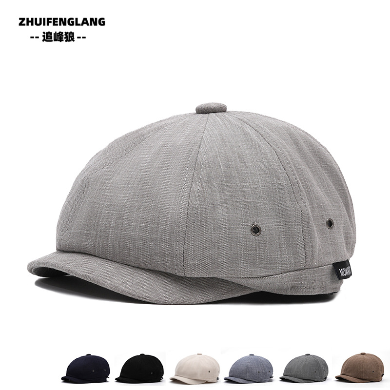 Forward Cap Men's Summer Cap British Beret Outdoor Sun Hat Big Head Octagonal Cap Foreign Trade Hat