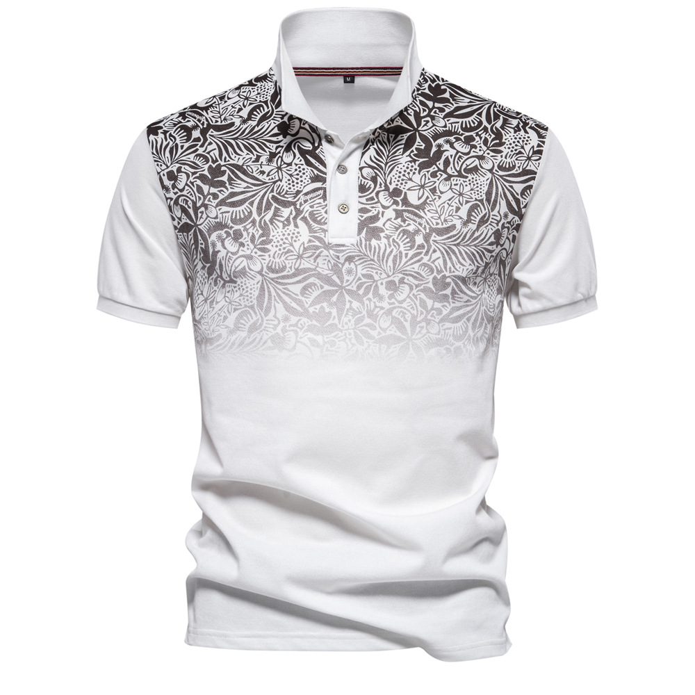 2024 cost-effective foreign trade cross-border gradient printing POLO shirt trend men's lapel T-shirt European size