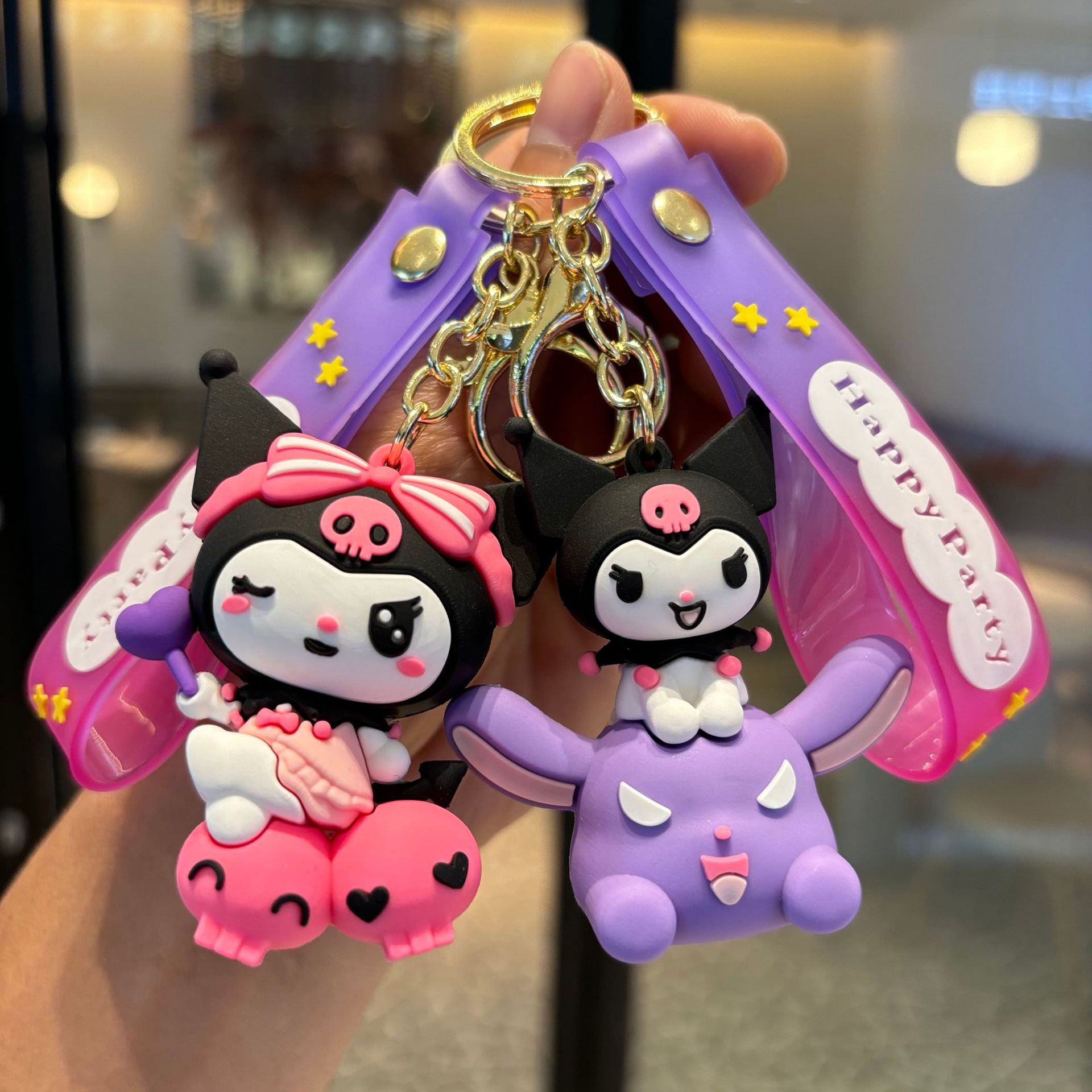 Cartoon Sanrio Kulomi Keychain pvc Doll Pendant Catch Baby Machine Small Gift Key Ring Ornaments Wholesale
