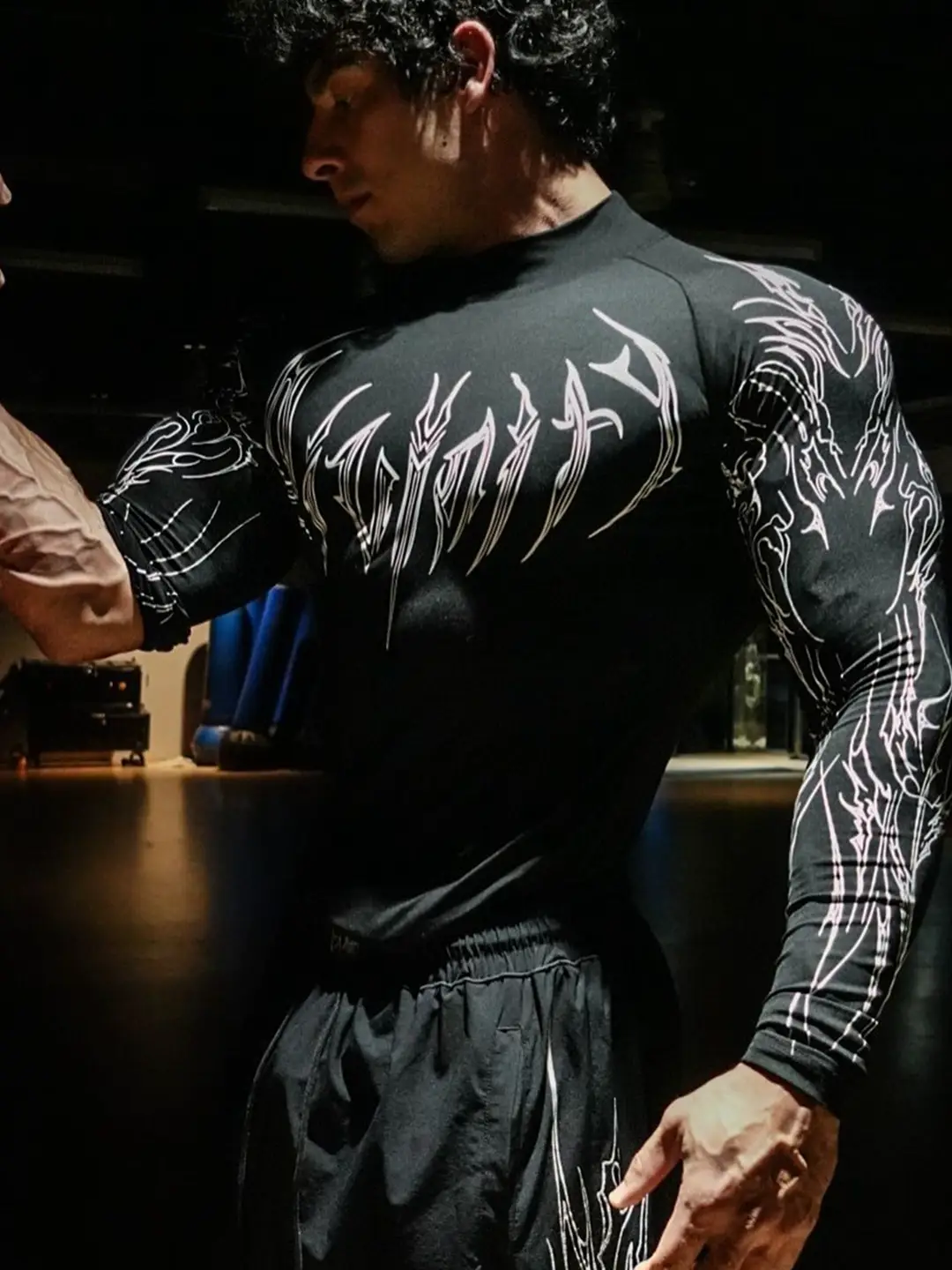 High-Neck Sports Long-Sleeve Men's T-Shirt, American Style Trendy Brand, Fitness Muscle Training, Quick-Drying, Elastic, Breathedivinity