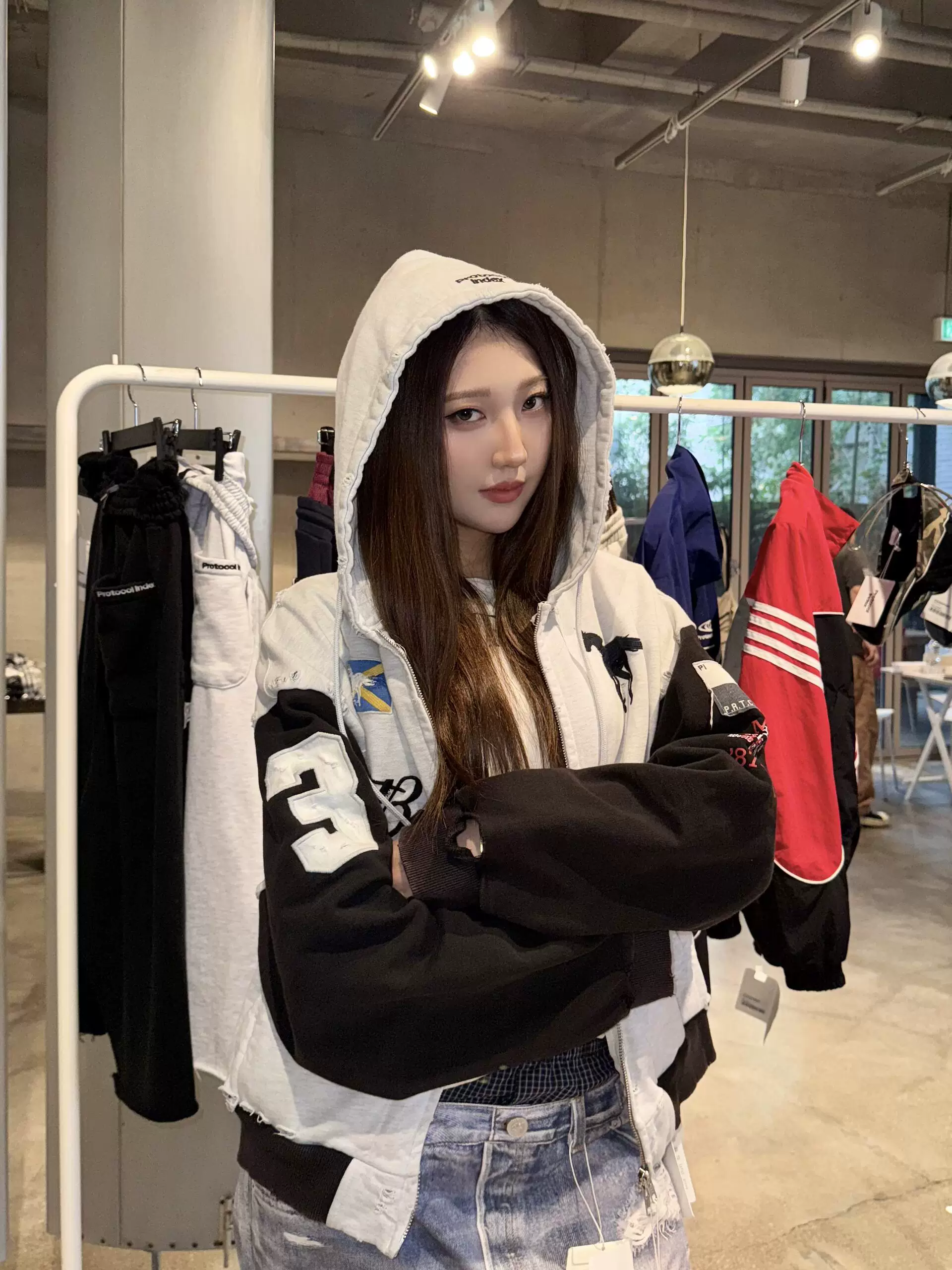 Protocol Index Heavy Industry: Embroidered, Damaged Zipper, Hoodie, Sweatshirt, American Casual, Warhorse Coat