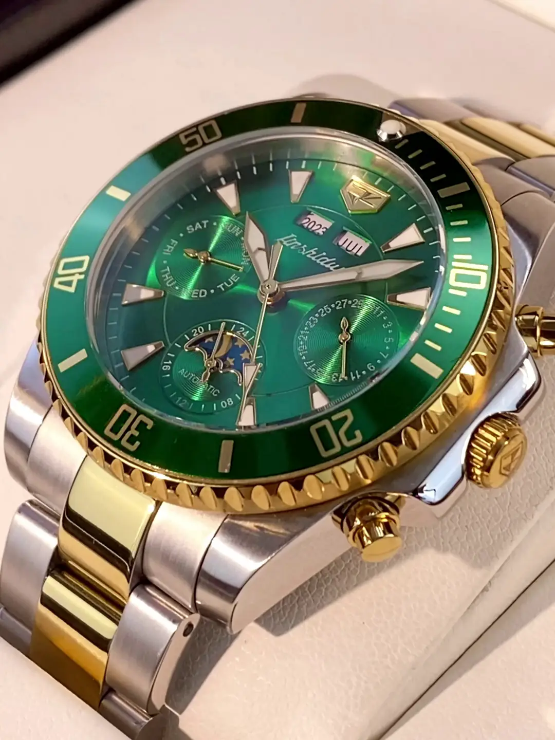 New arrival Swiss Jinshidun Brand Green Water Ghost Watch Men Mechanical Watch Fully Automatic Genuine Business Waterproof Men's
