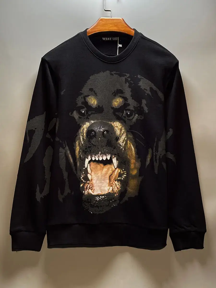 New Dog Head Jacket Sweatshirt for Men, Loose Fit, Trendy, Versatile, European and American Style, Fleece-Lined, Couple Wear, ins Super Popular Hong Kong Style
