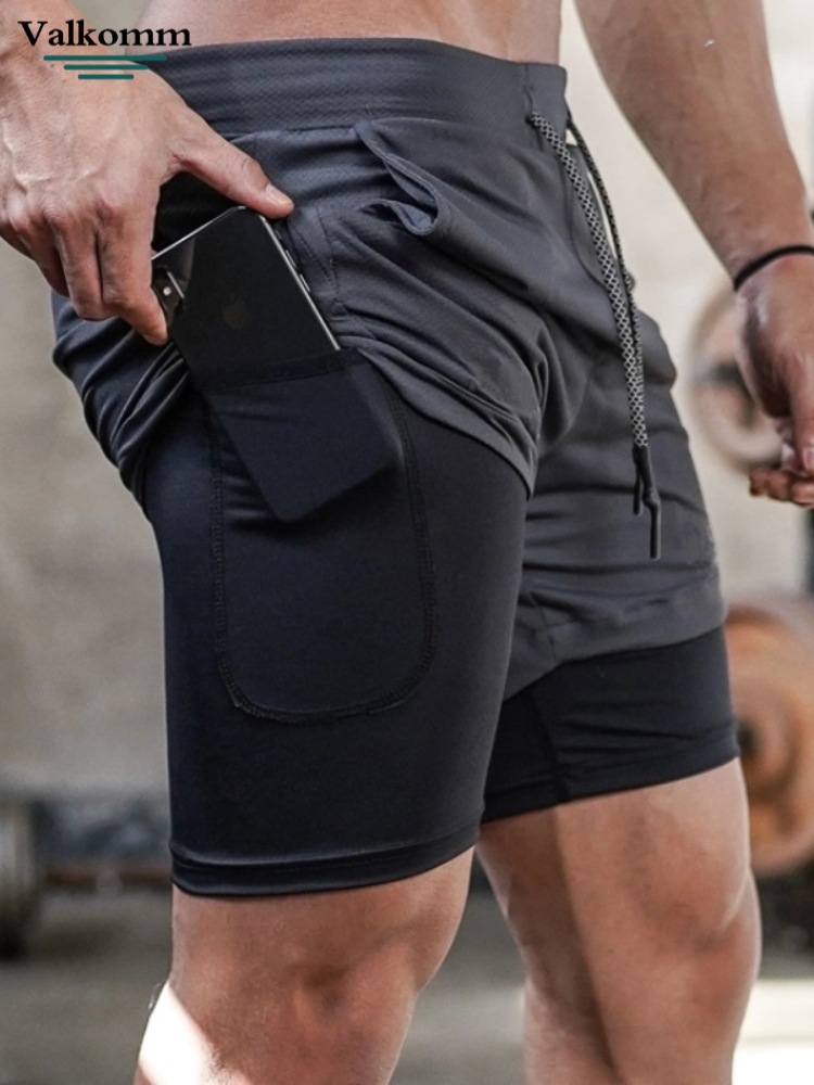 Laike Cross-Border New Breathable Quick-Dry Sports Pants for Men, Double-Layer Trendy Brand Summer Quick-Dry Fitness Casual Shorts