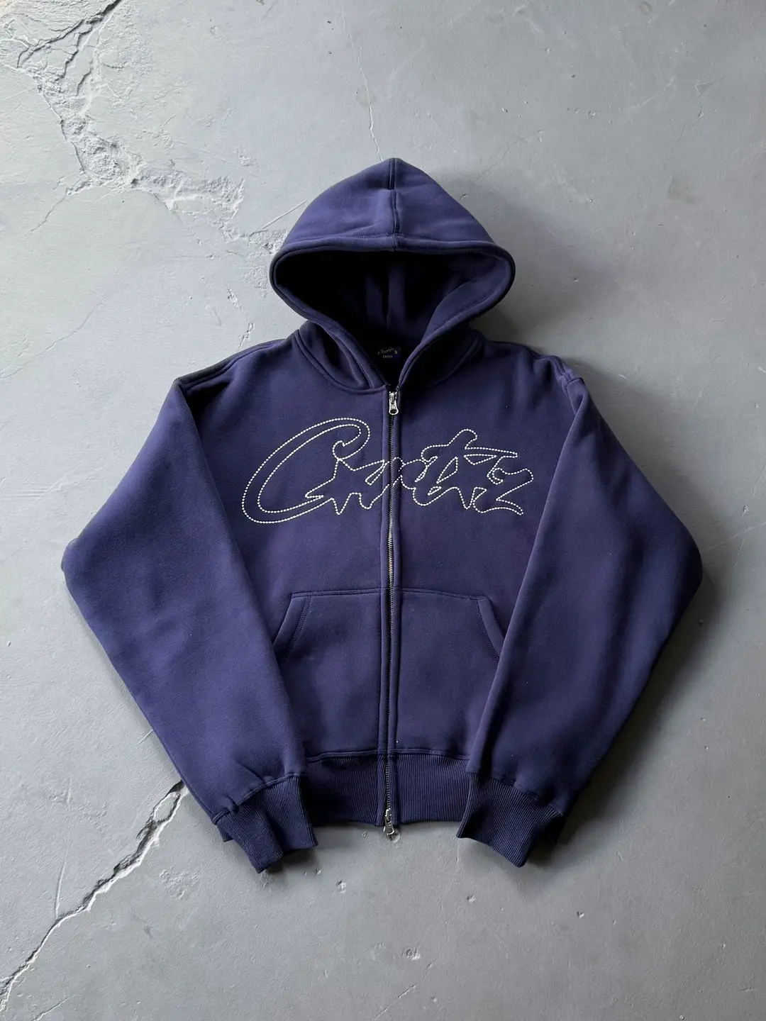 High-Quality American Street Hip-Hop Embroidered Velvet Zipper Cardigan Hooded Sweatshirt Men's Trendy Casual Suit Jacket