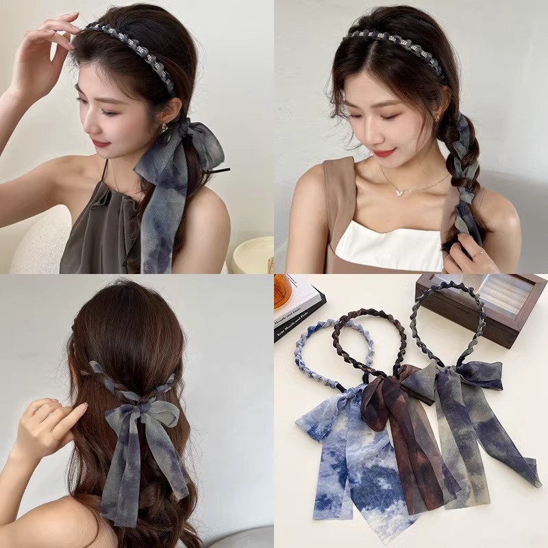 Floral Hair Band Silk Scarf Tie Hair Ribbon Summer Hair Band Women's Daily Outer Wear One-piece Tie Hair Ribbon Hair Accessories