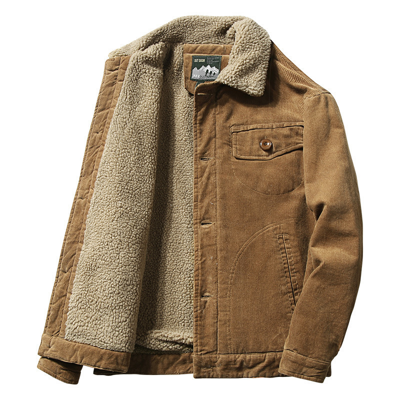 Cross-border Northeast Asia winter corduroy cotton-padded jacket men's loose youth cotton-padded jacket casual warm lamb wool cotton-padded jacket 1852
