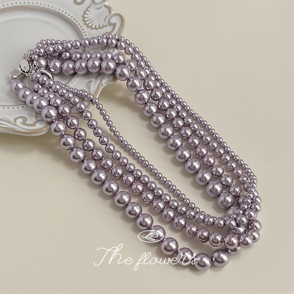 Glass Popular Pearl Purple Elegant Elegant Fashion Work Clothing Skin Color Plated Real Gold Necklace Sweater Chain Jewelry