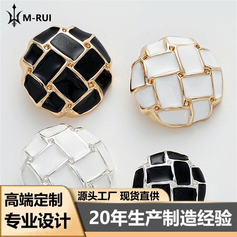 Small fragrant style mesh dispensing mushroom button suit coat sweater tweed coat autumn and winter accessories metal buttons