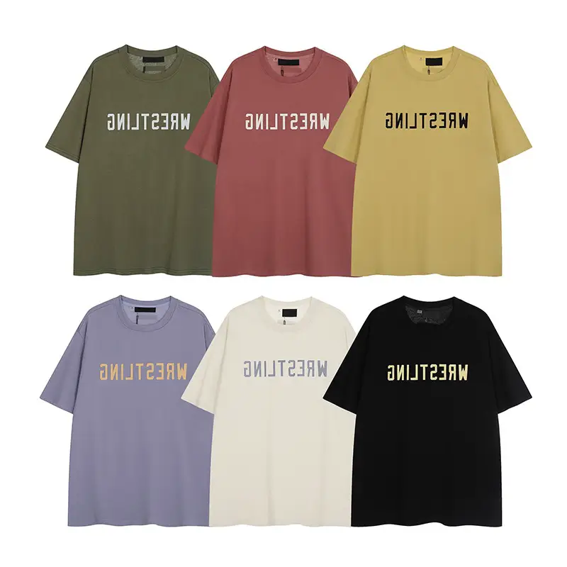 European and American Cross-Border Fog Multi-Line Essentials Summer Loose Couple Short-Sleeved Trendy Heavy T-Shirts for Men and Women