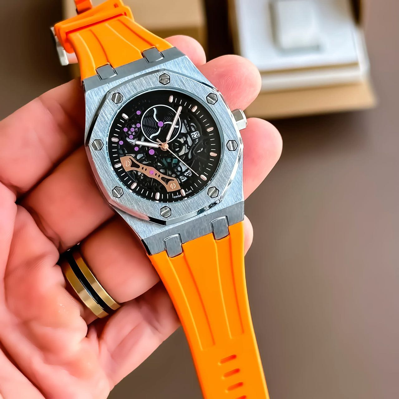 Royal Oak Hollow Surface Cross-border Foreign Trade Silicone Explosive Quartz Watch