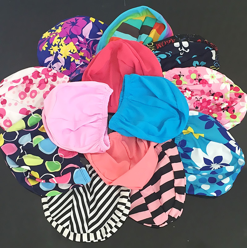 Special Swimming Cap Solid Color Non-Stretching Large Brim Unisex Adult Colorful Polyester Cloth Swimming Cap Wholesale