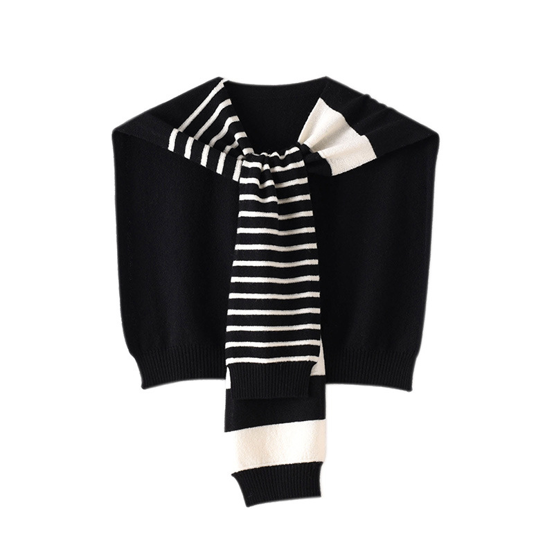 Niche Design Fashionable High-end Asymmetrical Striped Knit Shawl 100 Wool Air-conditioned Room Warm Waistcoat