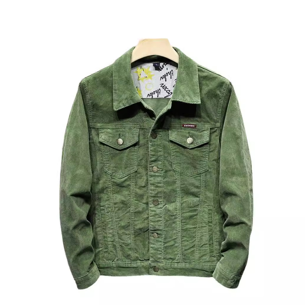 Corduroy Jacket Men's Winter Jacket Stretch Slim-fit Youth Plus Size Laps Casual Warm Jacket Fashionable Jacket