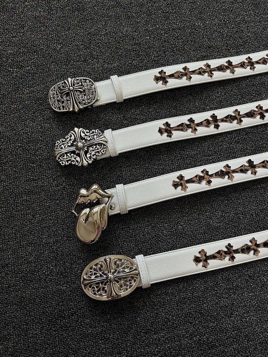 Be careful with the clean fit cuffs, leopard print cross, leather belt, vintage style, niche original belt accessories
