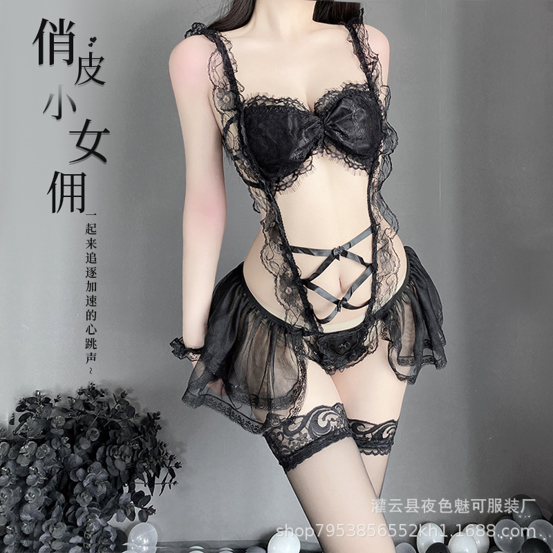 Sexy Underwear Sexy Perspective Dress Lace Bodysuit Maid Suit Uniform Temptation 1023
