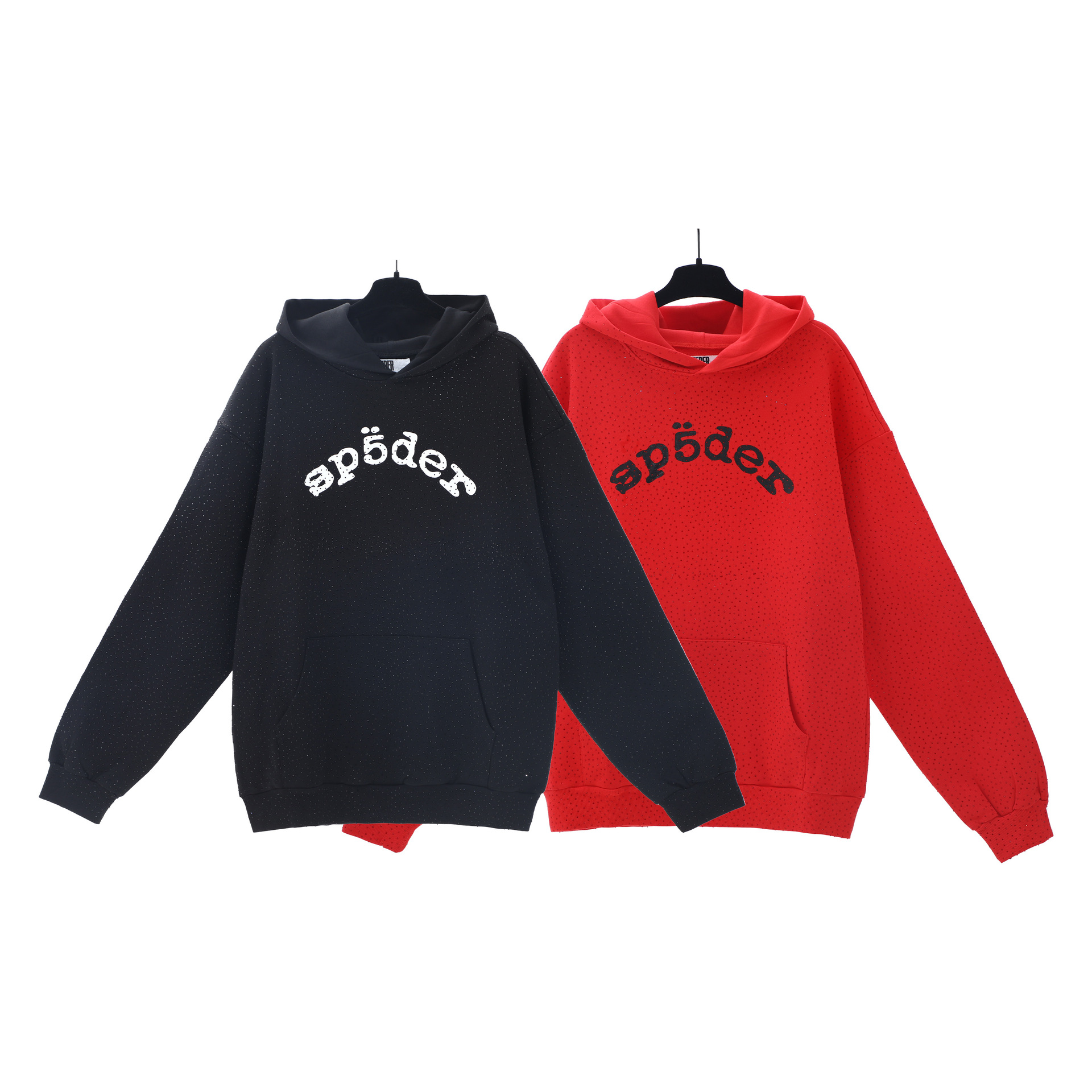 25S Cross-Border European and American Trendy Brand Sp5De Spider Web Letter Full Rhinestone Hoodie Sweatshirt Men's and Women's High Street Jacket