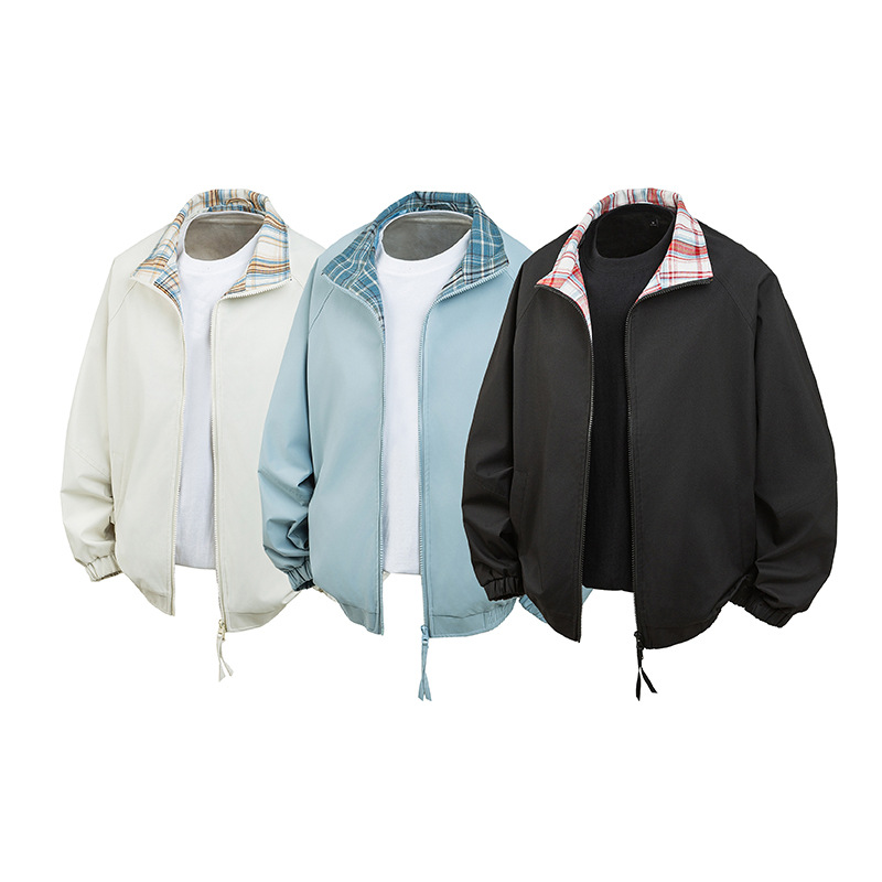 New Trendy Men's Spring National Style Stand-Collar Baseball Jacket, Large Size Zip-Up Jacket, Loose Windproof Coat for Teenagers