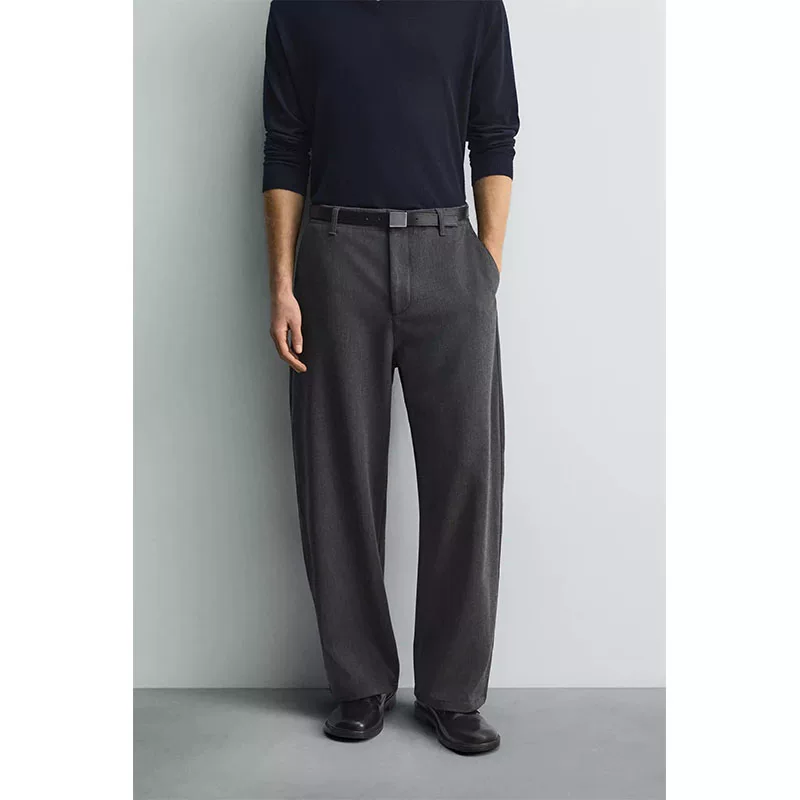 2025 Winter New Men's Grey American Structure Balloon Edition Casual Bent Pants 6861900 922