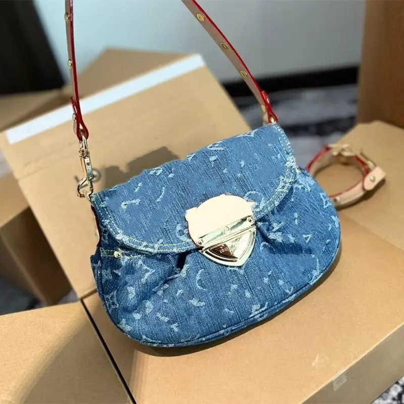 2025 new advanced washed cowboy dumpling bag piggy bag armpit bag women's bag retro tide shoulder crossbody small bag