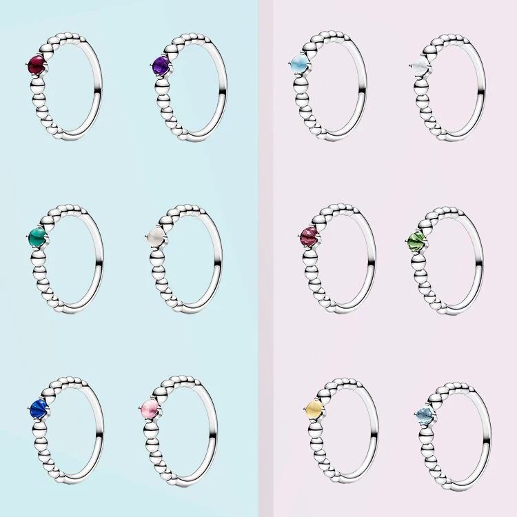 Panjia s925 pure silver December birthday stone birthstone ring DIY silver jewelry girlfriend gift Mother's Day