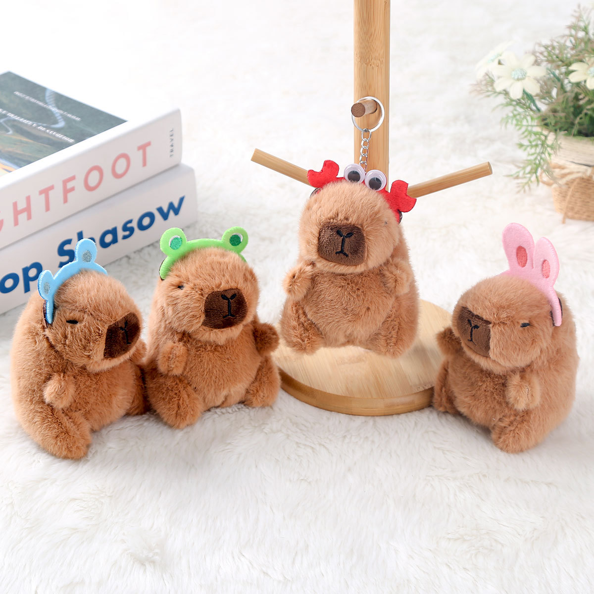 Capibala Pendant Capybara Doll Card Bag Pendant Plush Keychain Bag Hanging Gift Wholesale