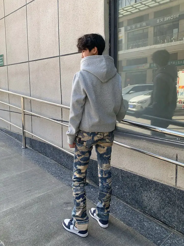 Perfume Independent 3D Printing Uc85 Niuwang Cleanfit Washed High Street American Straight Pants Vd Style Outfit