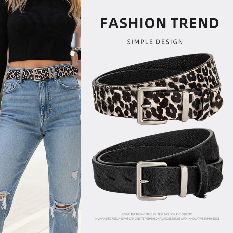 Leopard Print Leather Wide Belt for Women, Versatile for Jeans, Decorative for Dresses, Fashionable High-End Belt, Unique Trendy Belt