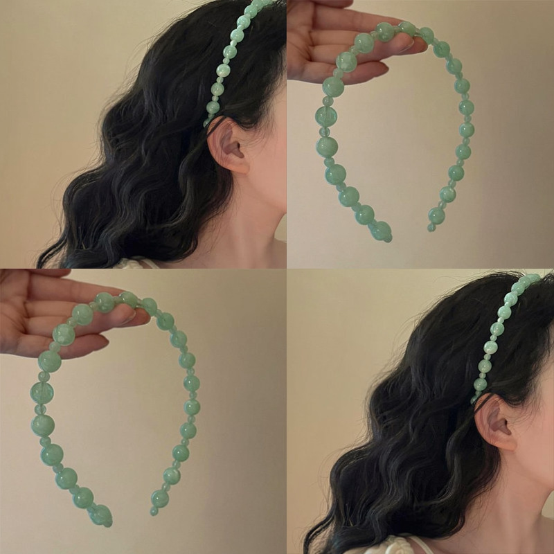 Blue Ocean_ Super Fairy Retro Acrylic Beaded Headband with a High-End Feel, Niche Gentle Temperament, Simple Ins-Style Headband