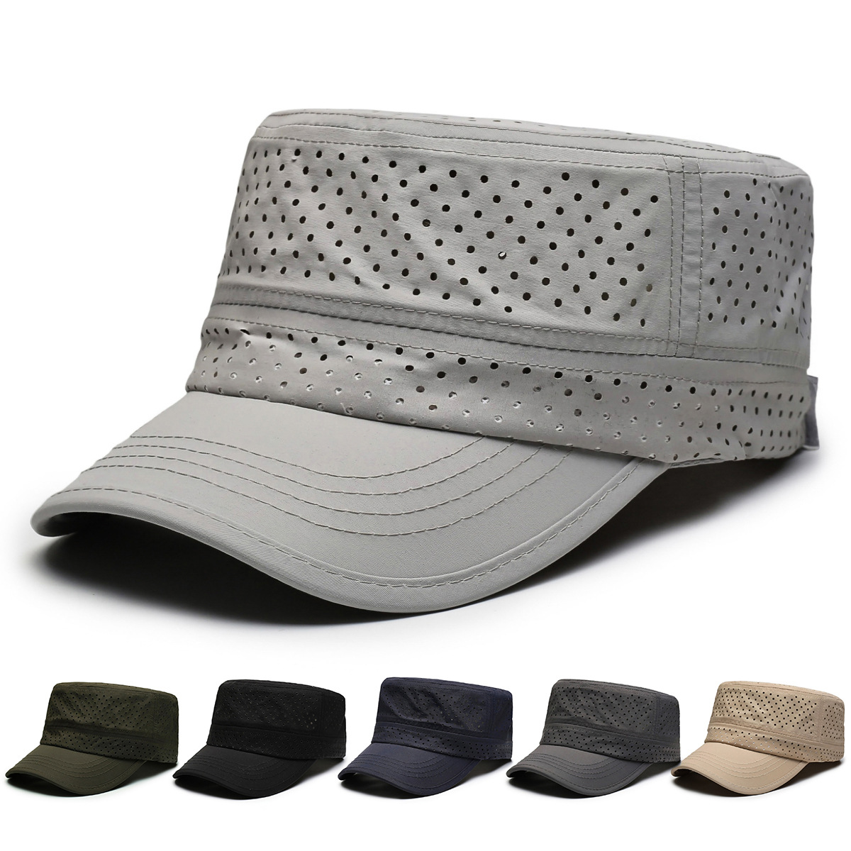 Cross-Border New Summer Breathable Quick-Drying Flat-Top Hat for Men and Women, Outdoor Sun Protection Visor Cap, Simple and Versatile
