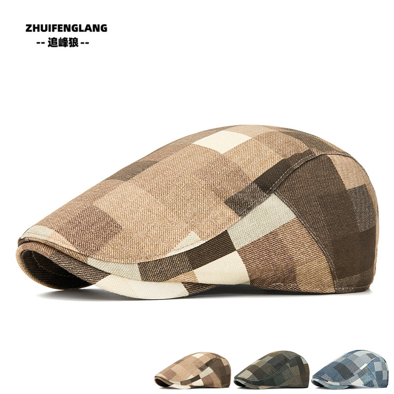 New Plaid Beret for Men and Women, Spring and Summer British Style Forward Cap, Sunshade Baseball Cap, Youth Street Fashion Newsboy Cap