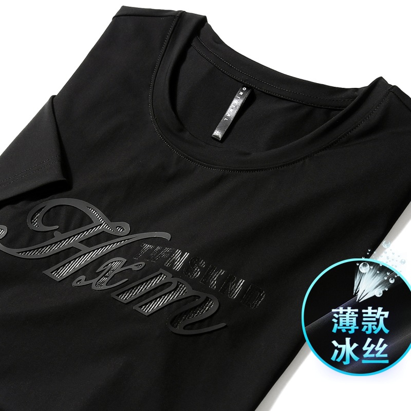 High Stretch Ice Silk Sports T-Shirt Men's Extra Large Size Men's Short-sleeved T-shirt Large Size Fat Quick-drying Men's Summer 12