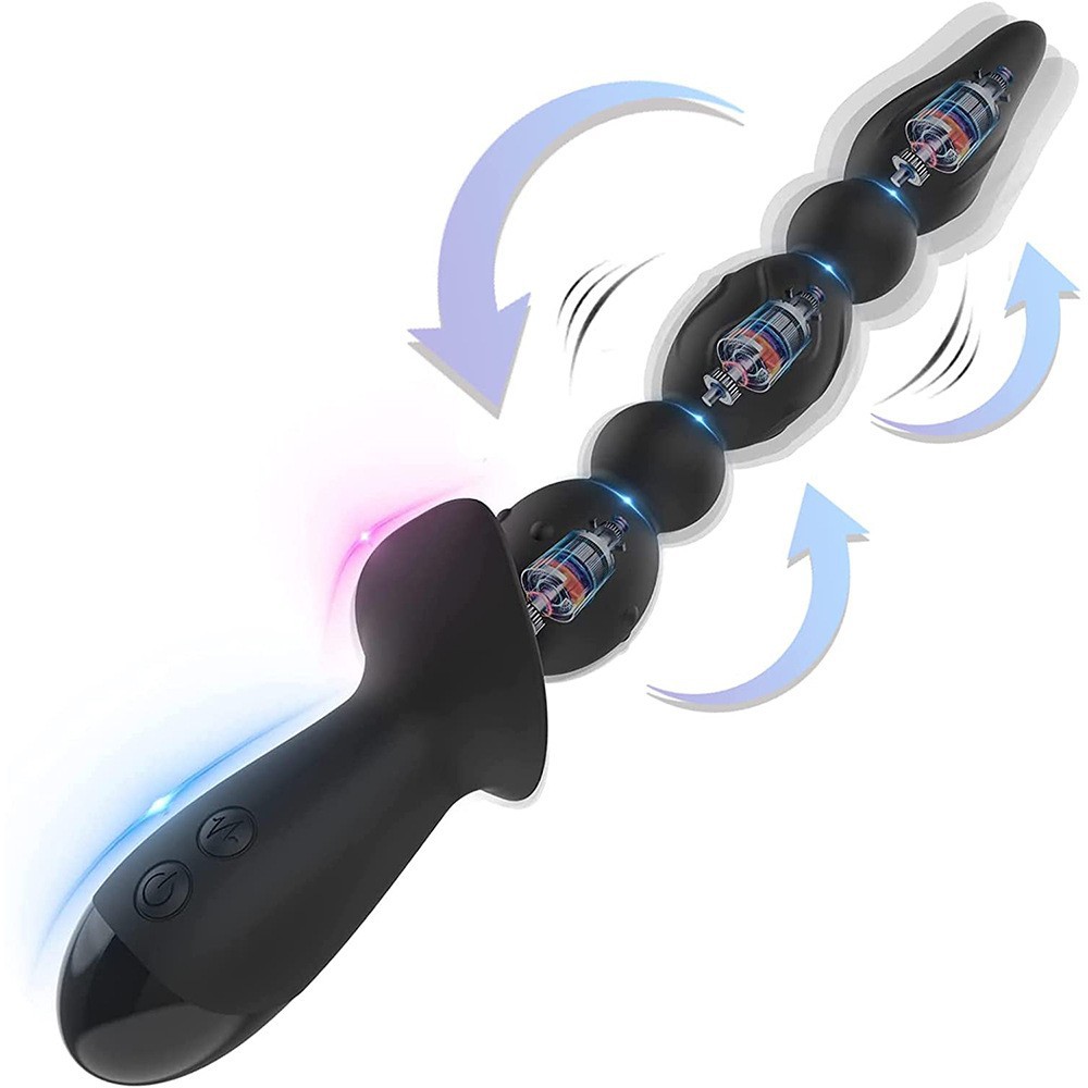 New Electric Beaded-02 Electric Anal Plug 10-Frequency Strong Vibration 3-Section Backcourt Bead  Adult Products Wholesale