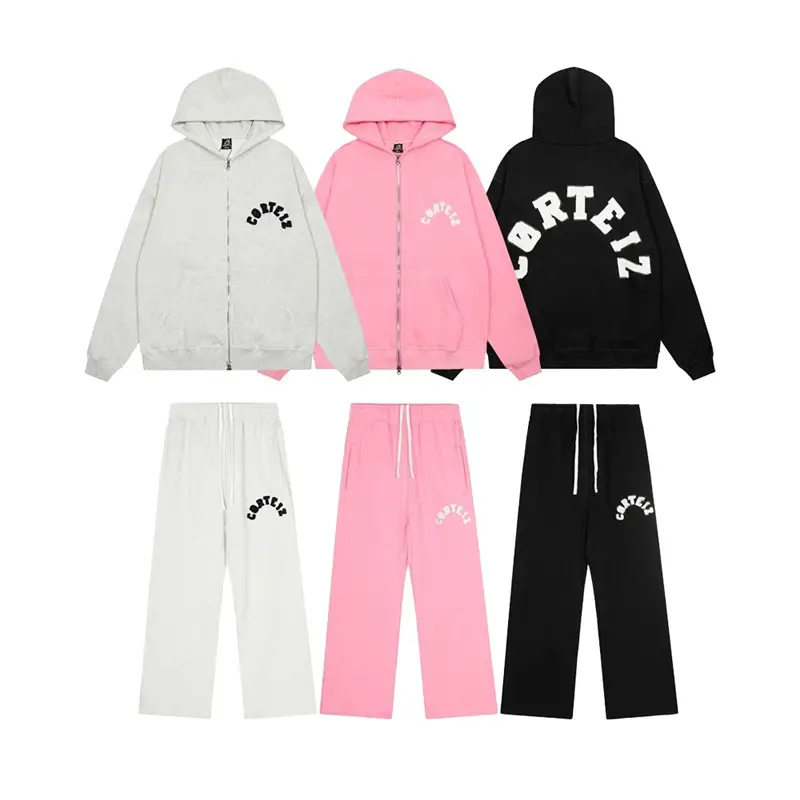 Corteiz new patch embroidered letters American tide high street loose cardigan hooded sweater casual pants suit ins