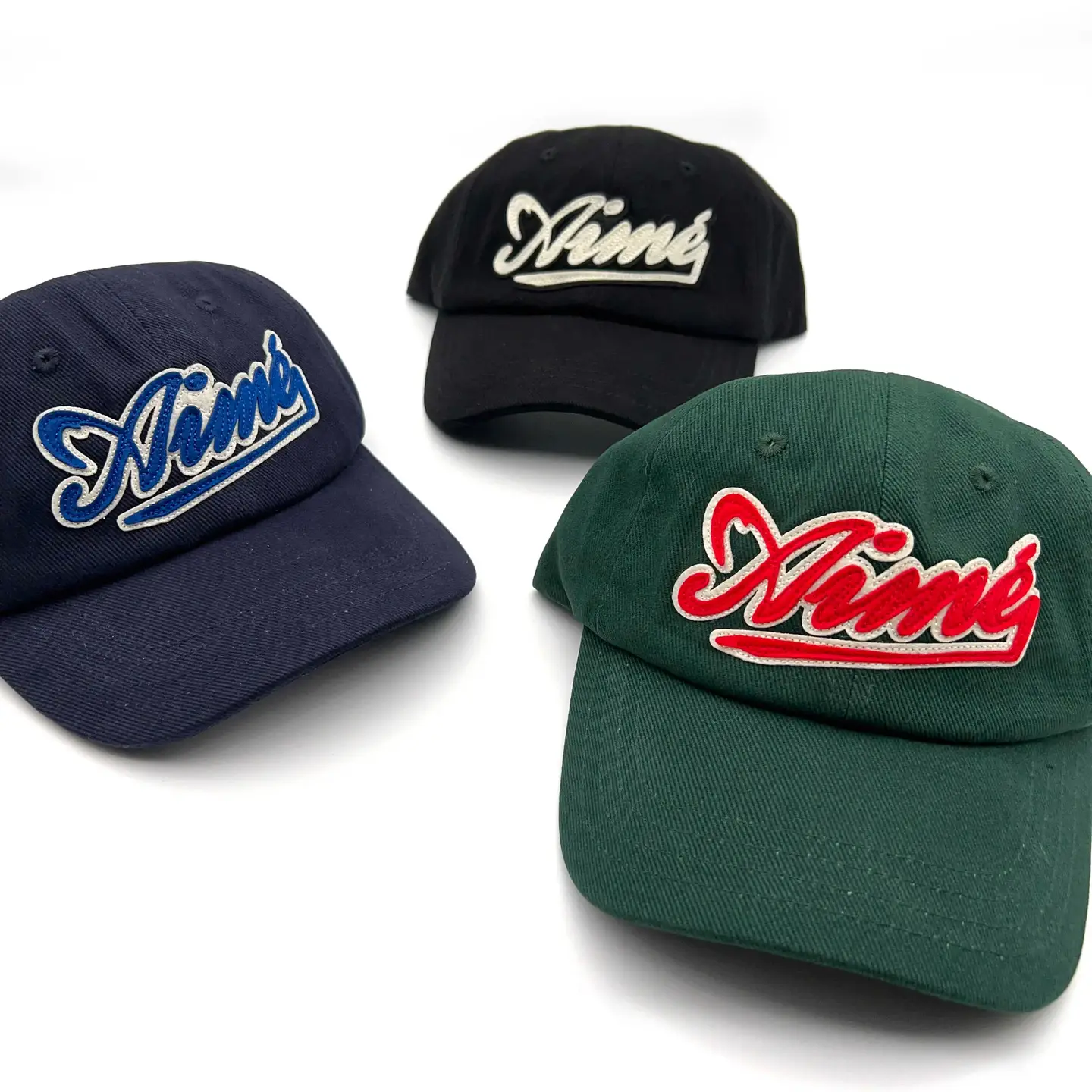 Aime Ald Minimalist American Style letter Logo Color-Blocked Felt Embroider Hat Large Curved Brim Sun Visor Baseball Cap