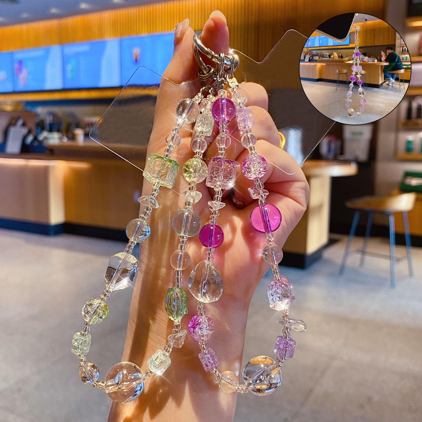 Original Crystal Beaded Mobile Phone Chain Pendant Exquisite Mobile Phone Pendant Wrist Key Chain Chain Backpack Pendant