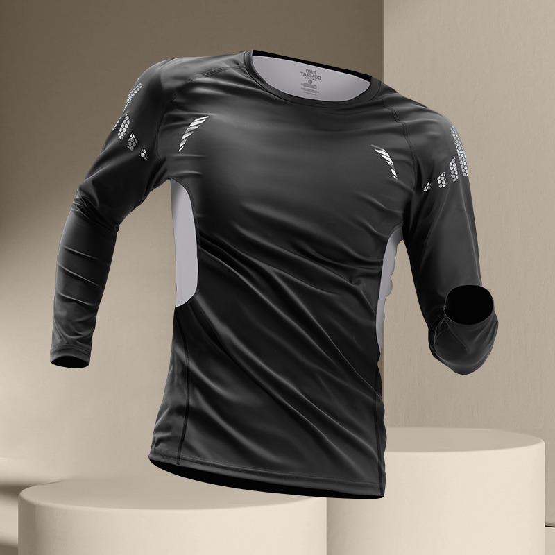 2025 Bodysuit Men's Long-Sleeved Sports T-Shirt Tops Running Fitness Football Training Basketball Uniform Bottoming Spring and Summer