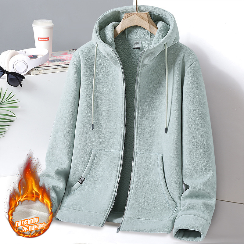 Cross-border Foreign Trade Tiktok Explosions Couple fleece-lined Sweater Men's and Women's Autumn and Winter Outdoor Cardigan Lambskin Jacket