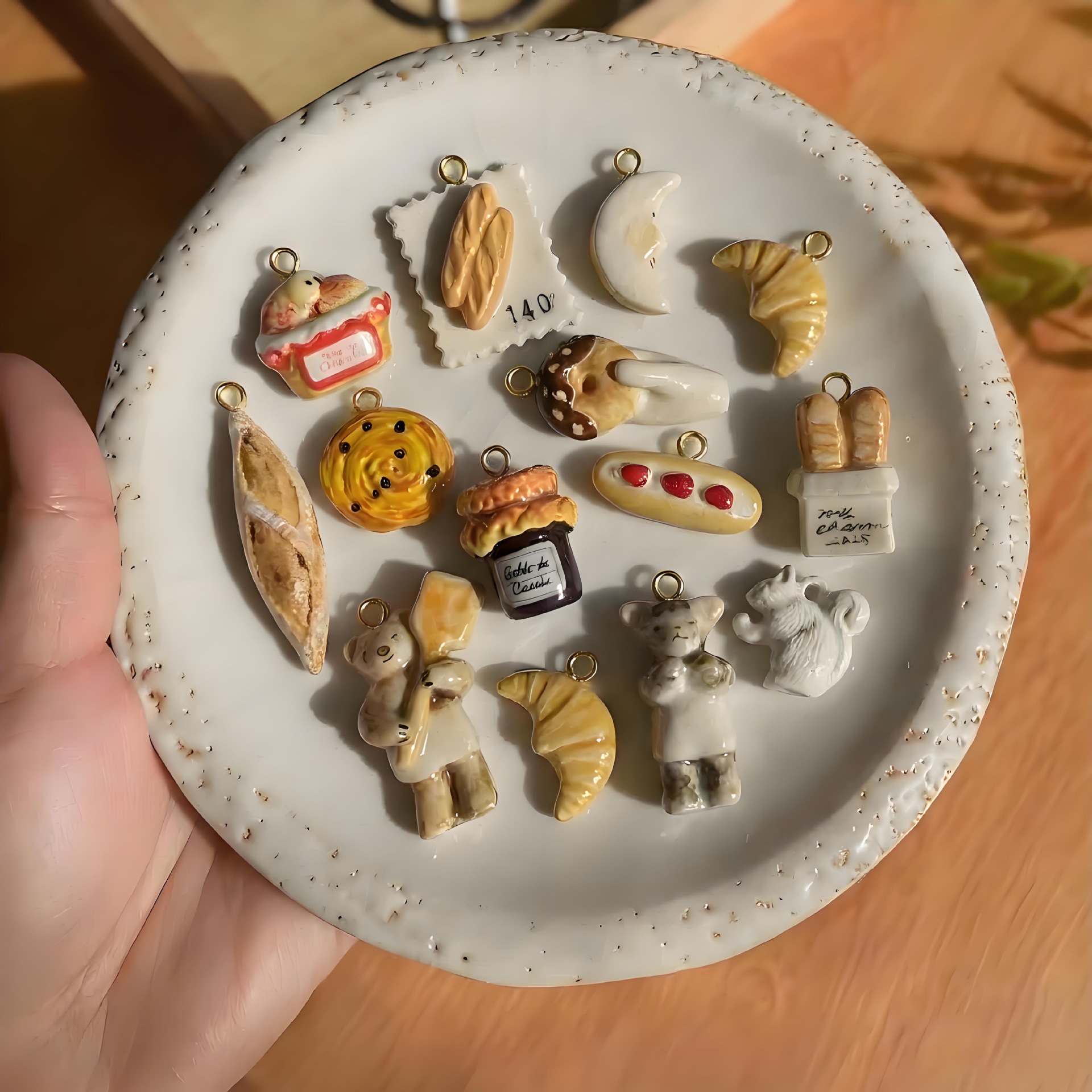 European and American Stainless Steel Food Series Dessert and Bread Accessories DIY Pendants Vacuum Electroplated with 18K Gold for Color Preservation