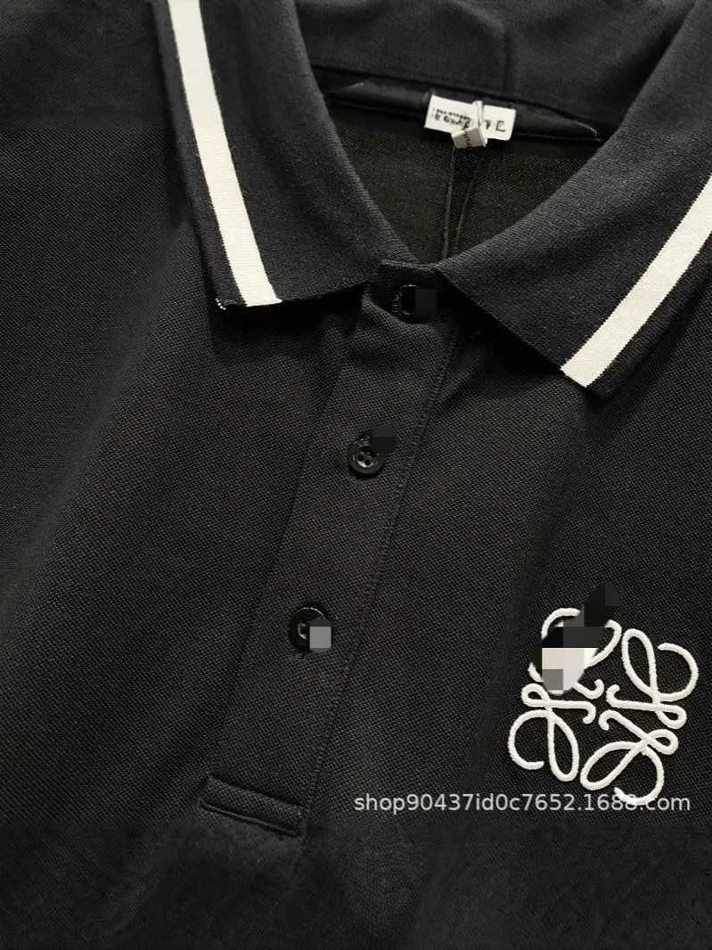 European Station Lowe 25 Summer Embroidery Contrast Casual Polo Fashion Brand Pearl Cotton Logo Embroidery Lapel Short Sleeve