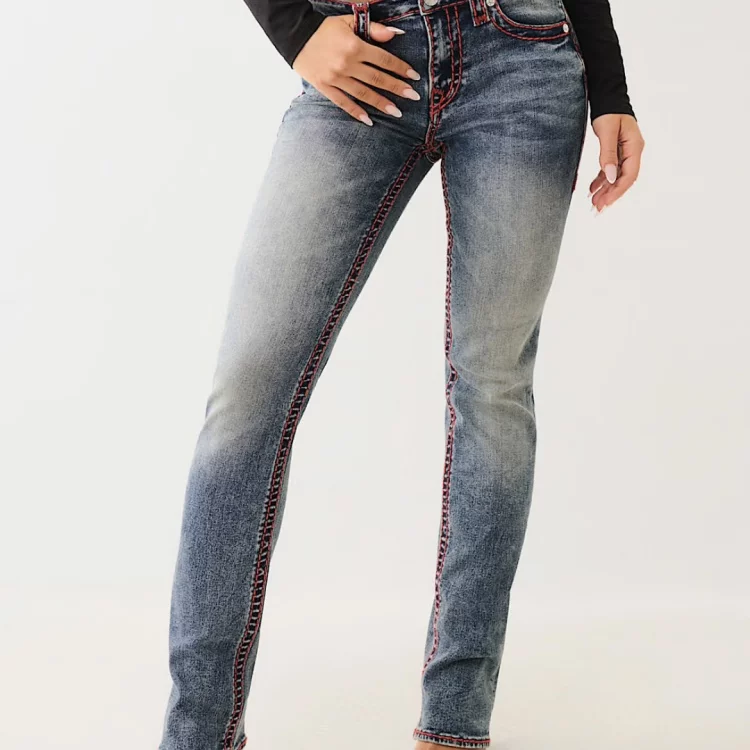BigD ready to wear, true women's low waist regular thick elastic slightly flared jeans D5 XQ05