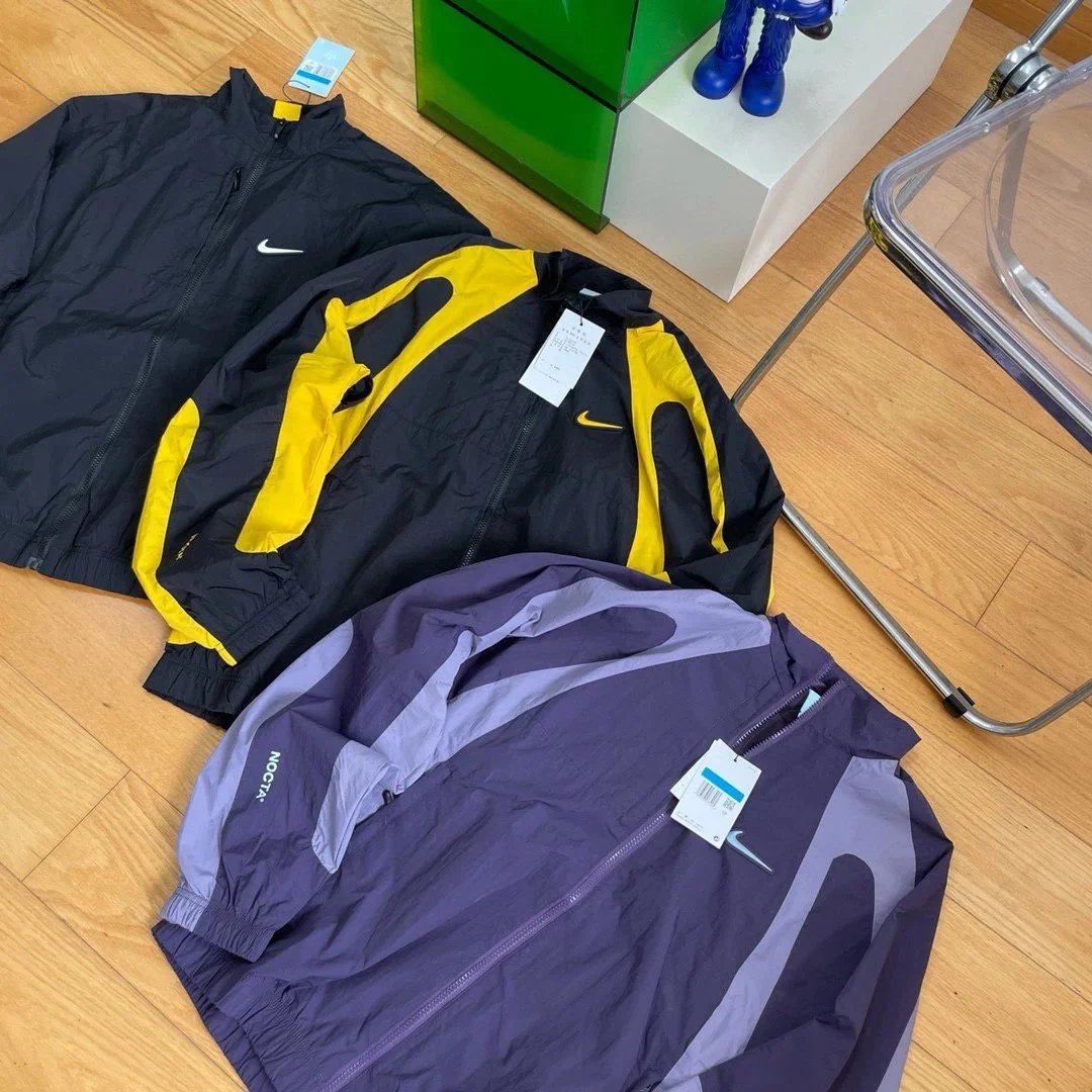 NK联名套装钩子印花休闲立领裤腿拉链